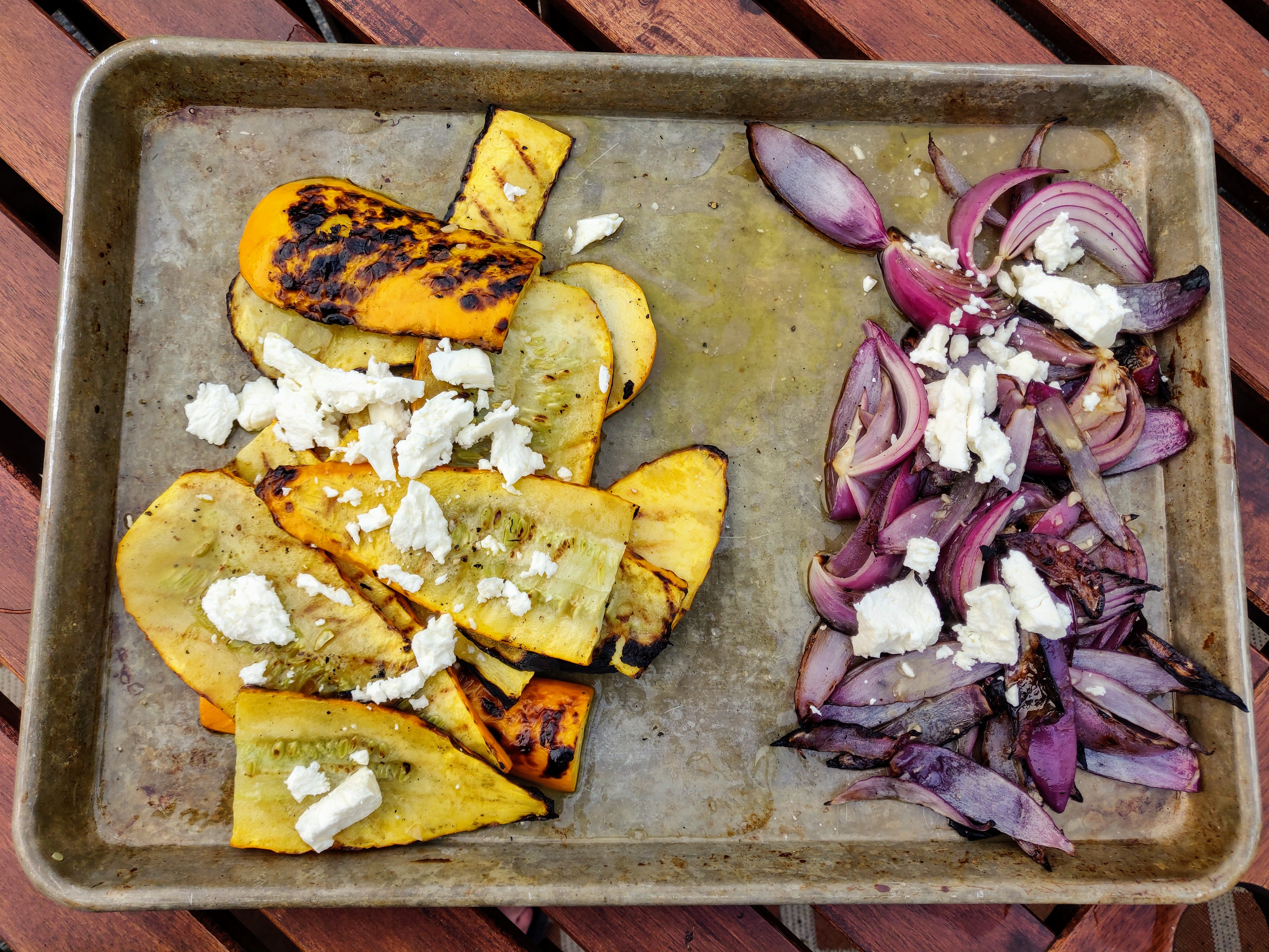 Grilled Zucchini and Onions with Feta